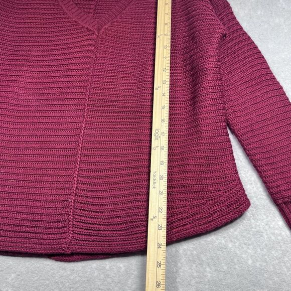 Sam Edelman Sweater Womens Size Medium Maroon V-Neck Knit Sweater - Picture 7 of 10